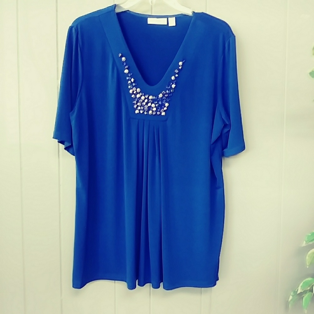 SUSAN GRAVER royal blue top,size lg.